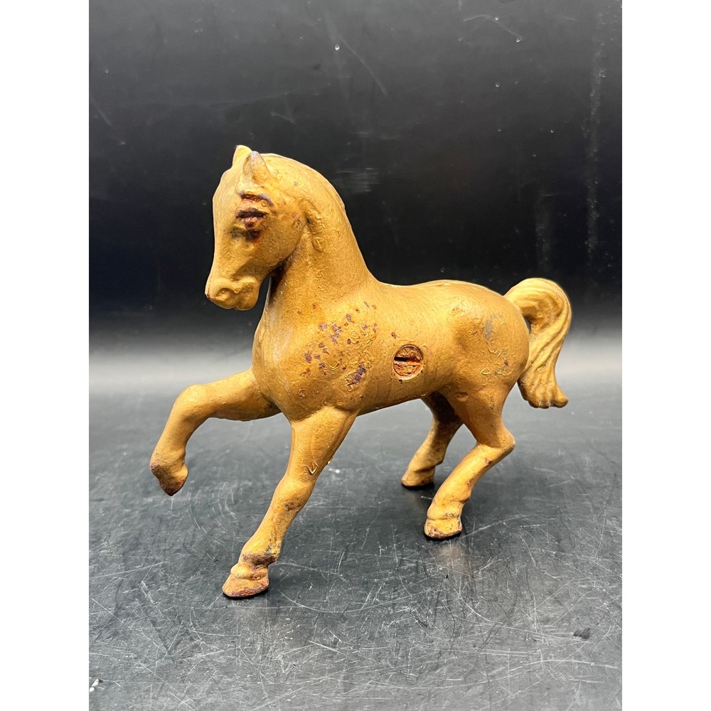 Antique Cast Iron Horse Prancing Coin Bank Figurine Statue Gold Collectible 4.5"